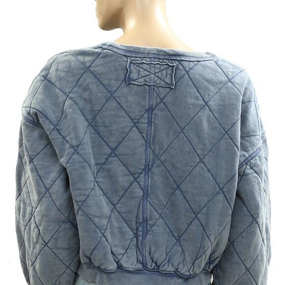 Free People We The Free Mirage Pullover Sweatshirt Top Diamond Quilted XL 284531 - Picture 8 of 10